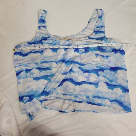 Y2K/90s VINTAGE cloud print top side tie bikini tankini plus size 2X - Picture 8 of 9